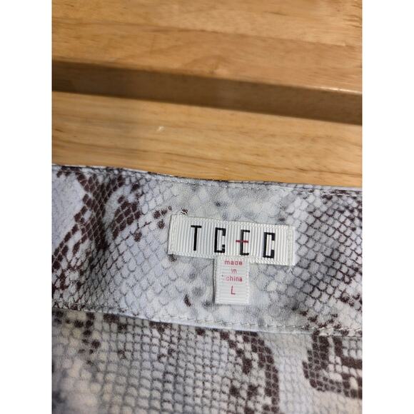 TCEC Snake Print Satin Hi-Lo Bias Cut Skirt Y2k 2000's Large Side Zip Button - Picture 8 of 12